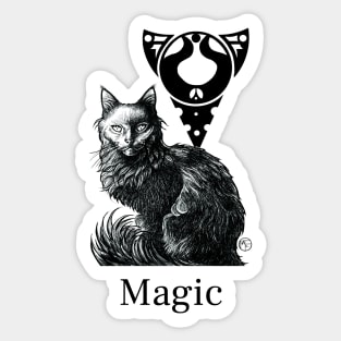 Magic Black Cat - Black Outlined Version - Magic Quote Sticker